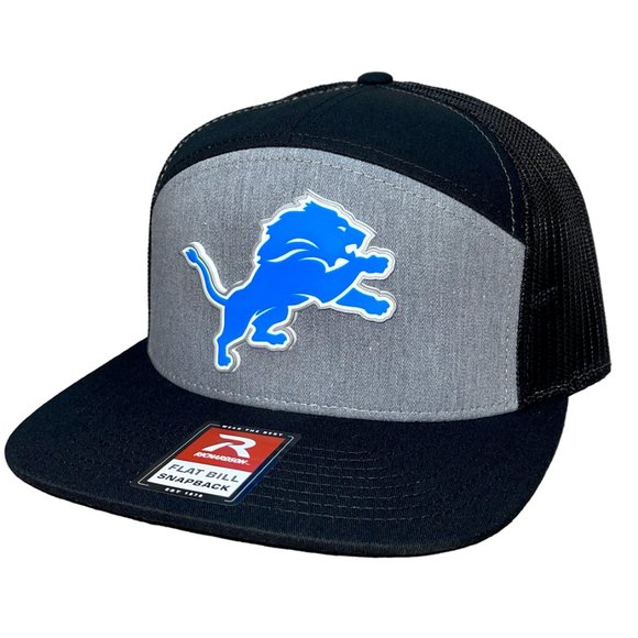 Detroit Lions 3D Snapback Seven-Panel Trucker Hat- Heather Grey/ Black - Picture 2 of 4
